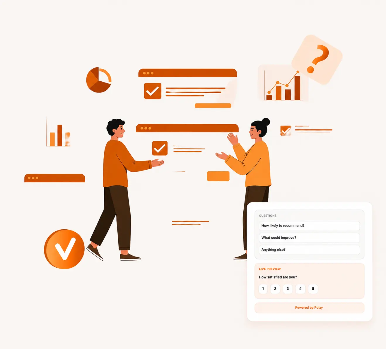 Pulzy builder and feedback preview illustration