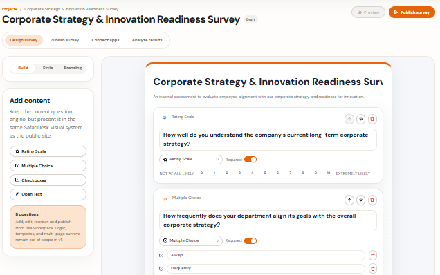 Pulzy survey builder interface